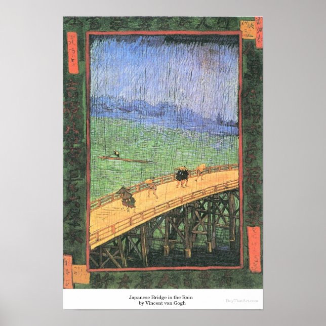 Japanese Bridge in the Rain  by Vincent van Gogh Poster (Front)