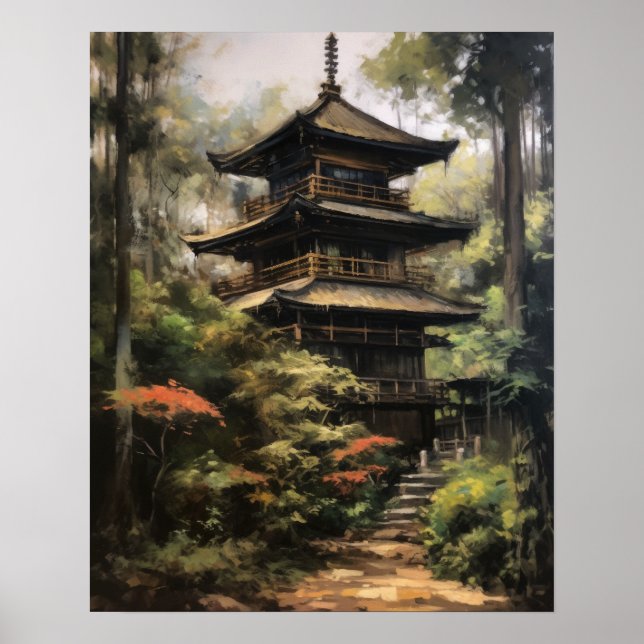 Japanese Buddhist Temple Art Print Poster (Front)