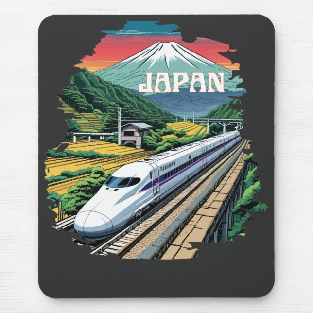 Japanese Bullet Train and Mount Fuji Mouse Pad (Front)