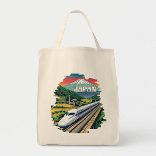 Japanese Bullet Train and Mount Fuji Tote Bag