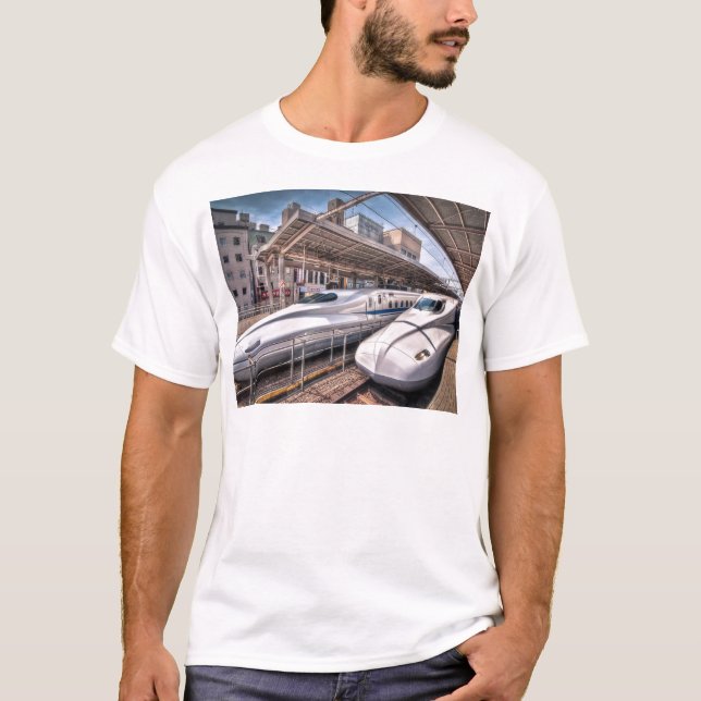 Japanese Bullet Trains at Tokyo Station T-Shirt (Front)