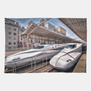 Japanese Bullet Trains at Tokyo Station Tea Towel