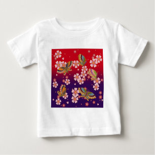 Japanese Butterflies Amid Sakura Blossoms Baby T-Shirt