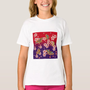 Japanese Butterflies Amid Sakura Blossoms T-Shirt