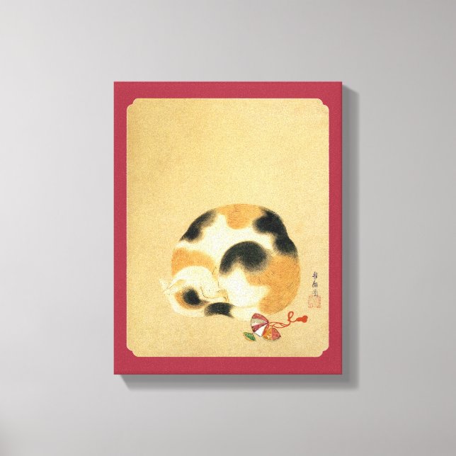Japanese Calico cat, Hanabusa Itchō Canvas Print (Front)
