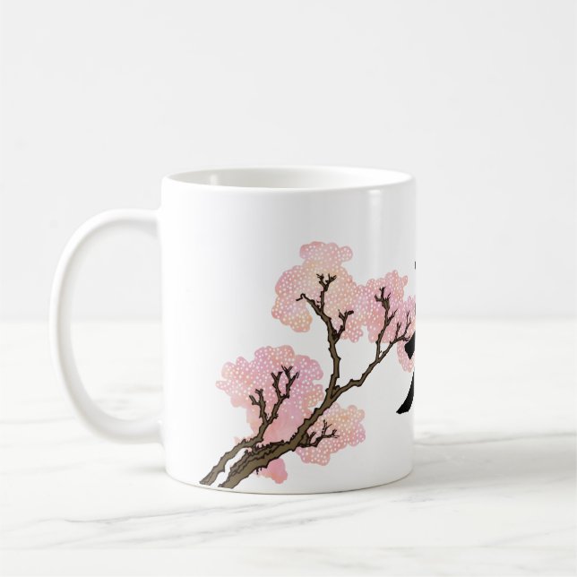 Japanese Calligraphy "bi" & cherry blossoms Coffee Mug (Left)