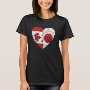Japanese Canadian Flags Heart Canada Japan Roots V T-Shirt