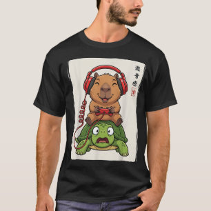 Japanese Capybara Gamer Funny Turtle T-Shirt