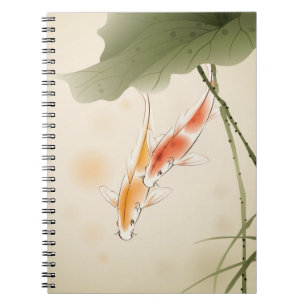 Japanese Carp fishes swimming in lotus pond Notebook