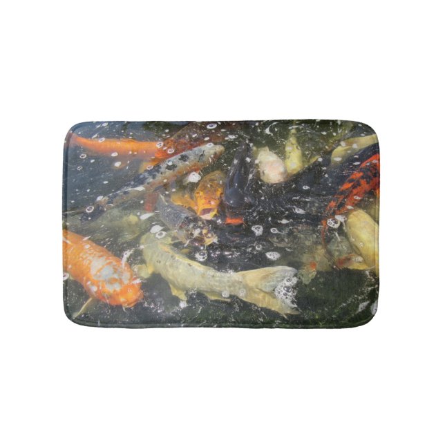Japanese Carp Koi Fish Swimming   Bath Mat (Front)