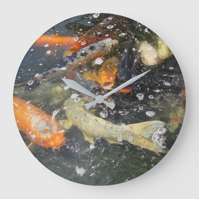 Japanese Carp Koi Fish Swimming   Large Clock (Front)