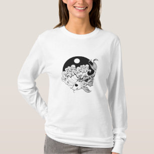Japanese carp koi with Yin & Yang Background T-Shirt