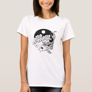 Japanese carp koi with Yin & Yang Background T-Shirt