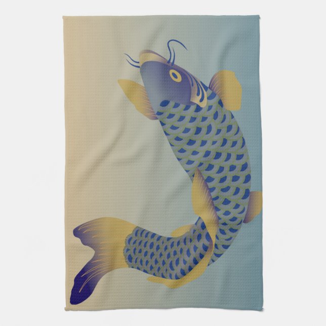 Japanese Carp Pattern Tea Towel (Vertical)