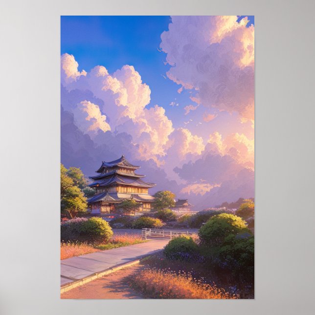 Japanese Castle at Dusk Poster (Front)