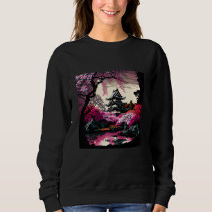 Japanese Castle in a forest of cherry blossoms pai Sweatshirt