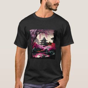 Japanese Castle in a forest of cherry blossoms pai T-Shirt