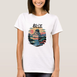 Japanese Castle Sunset – Vintage Scenic Samurai T-Shirt