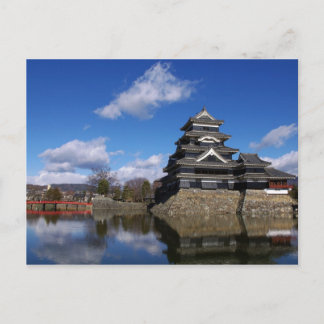 Japanese Castle surrounded by blue castle moat Postcard