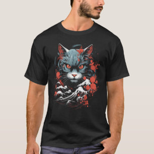Japanese Cat Art Cat Lover Graphic Design T-Shirt