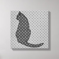 Japanese Cat - Black and White Kimono Print