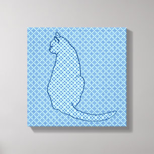 Japanese Cat - Blue Kimono Print