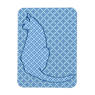 Japanese Cat - Blue Kimono Print Magnet