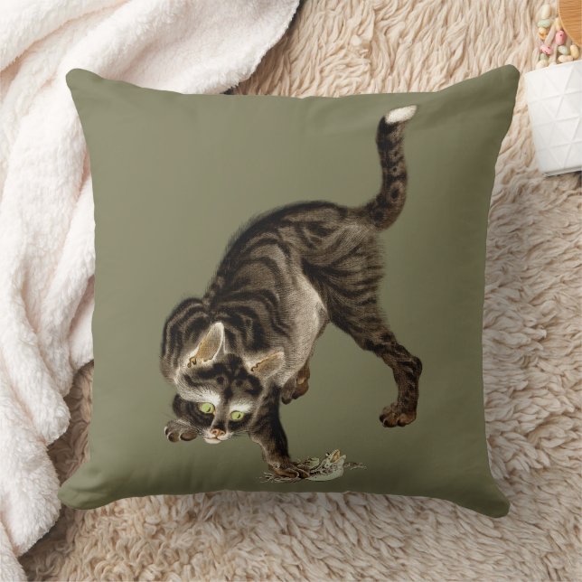 Japanese Cat Catching a Frog Cushion (Blanket)