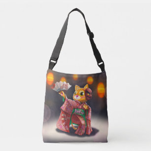 Japanese cat dancer in traditional costume  crossbody bag