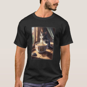 Japanese cat eating tonkotsu ramen T-Shirt