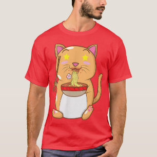 Japanese Cat eats Ramen Noodles  T-Shirt