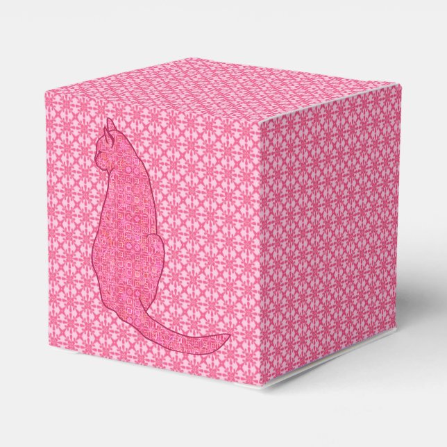 Japanese Cat - Fuchsia Pink Batik Favour Box (Back Side)
