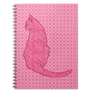Japanese Cat - Fuchsia Pink Batik Notebook