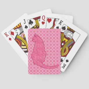 Japanese Cat - Fuchsia Pink Batik  Playing Cards