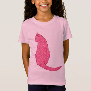 Japanese Cat, Fuchsia Pink Batik T-Shirt
