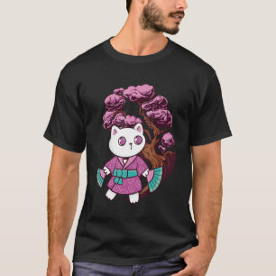 Japanese Cat Kitten Bonsai Tree Japan Cherry Bloss T-Shirt