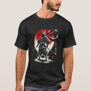 Japanese Cat Ninja Samurai Japan Warrior Mum Dad K T-Shirt