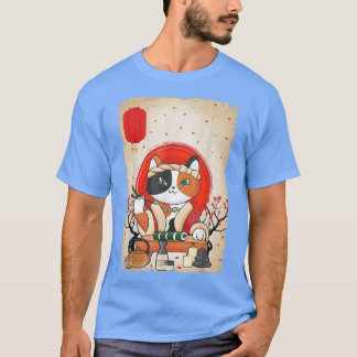 Japanese Cat Sushi Cherry Blossom  T-Shirt