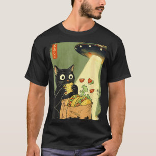 Japanese Cat Tacos UFO Anime Club T-Shirt