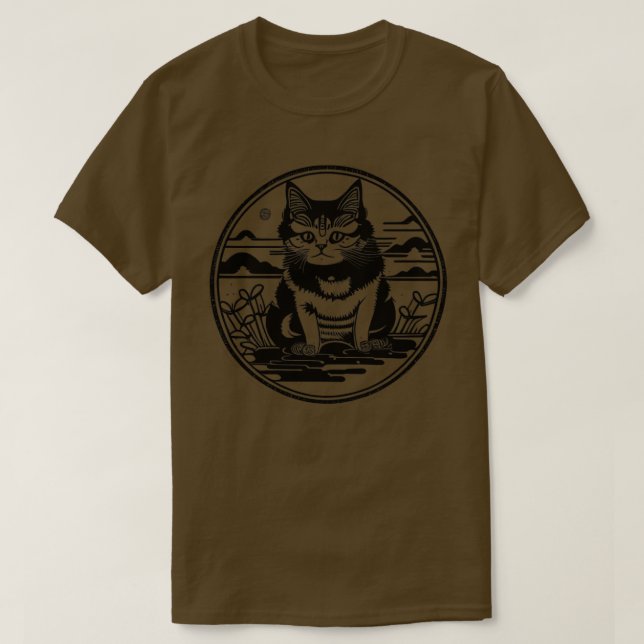 Japanese Cat Vintage Style T-Shirt (Design Front)