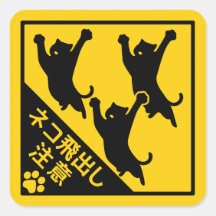 Japanese Cat Warning Sign – “Cats May Jump Out"