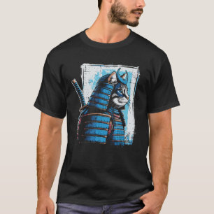 Japanese Cat Warrior Samurai Ukiyo e Art Men Boys T-Shirt