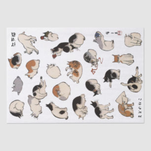 Japanese Cats (Background Colour Changeable)  Tissue Paper