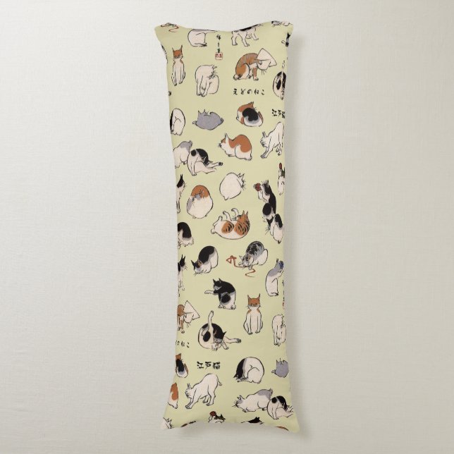Japanese Cats (Colour Chengeable ) Body Cushion (Front Vertical)