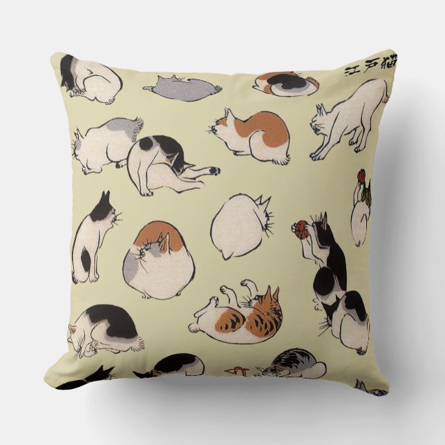 Japanese Cats (Colour Chengeable ) Cushion (Front)