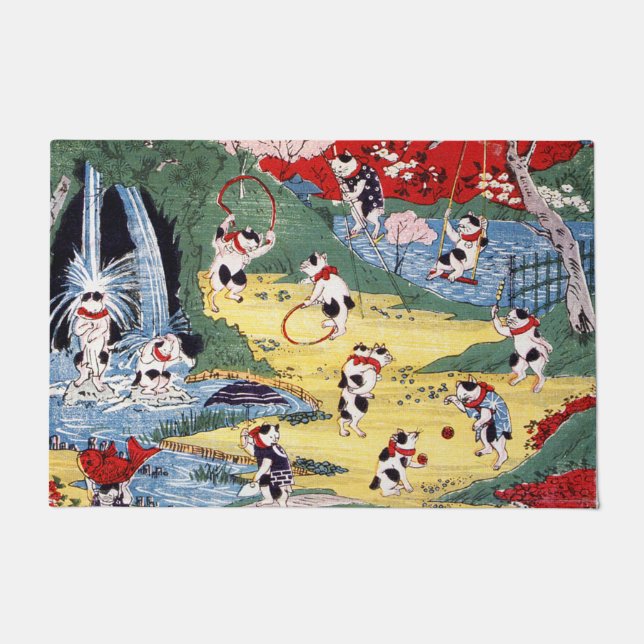 Japanese Cats Country, Utagawa Kunitoshi Doormat (Front)