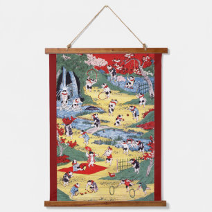 Japanese Cats Country, Utagawa Kunitoshi Hanging Tapestry