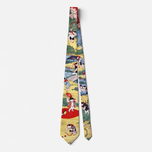 Japanese Cats Country, Utagawa Kunitoshi Tie (Front)