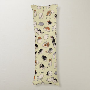 Japanese Cats (Customizable Background Color) Body Cushion