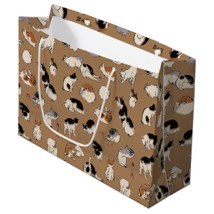 Japanese Cats, Hiroshige, Ukiyo-e Large Gift Bag